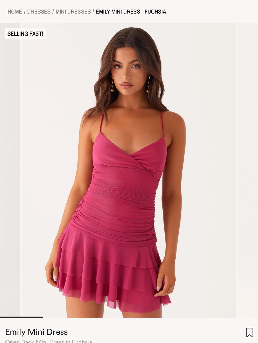 Peppermayo Hot Pink Ruched Cowl Strappy Mini Dress - Picture 2 of 8